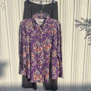 Roaman's Vibrant Purple Floral Shirt and Pants